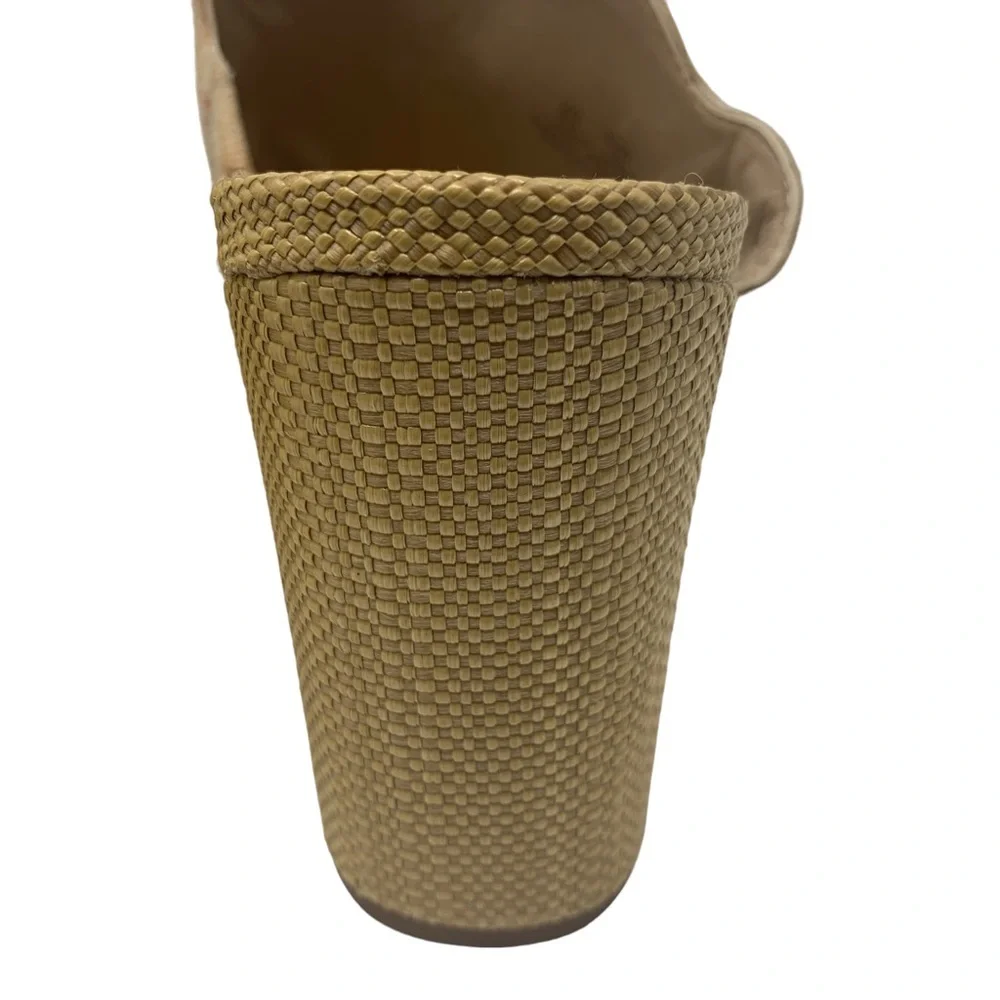 Sam Edelman Beige Boho Embroidered Floral Block Heel Mules Peep Toe “Olive” - Picture 13 of 15